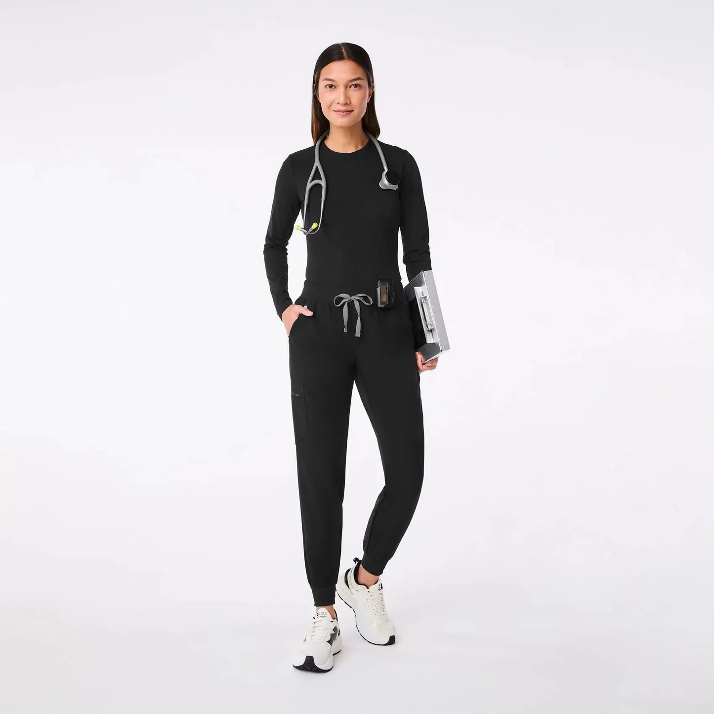 Women's Ribbed Longsleeve Underscrub - Black