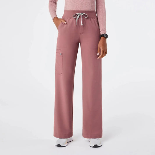Women's High Waisted Wide Leg Scrub Pants - Mauve