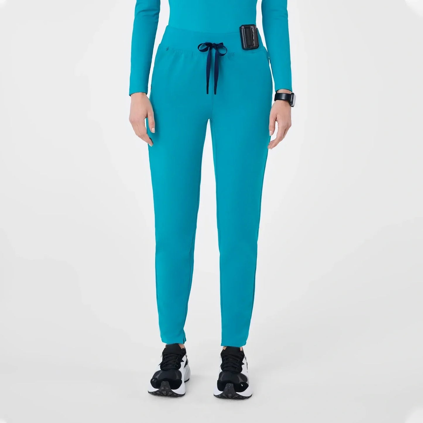 Women's High Waisted  Skinny Tapered Scrub Pants - Teal