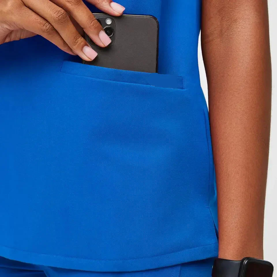 Women's Three-Pocket Scrub Top  - Royal Blue