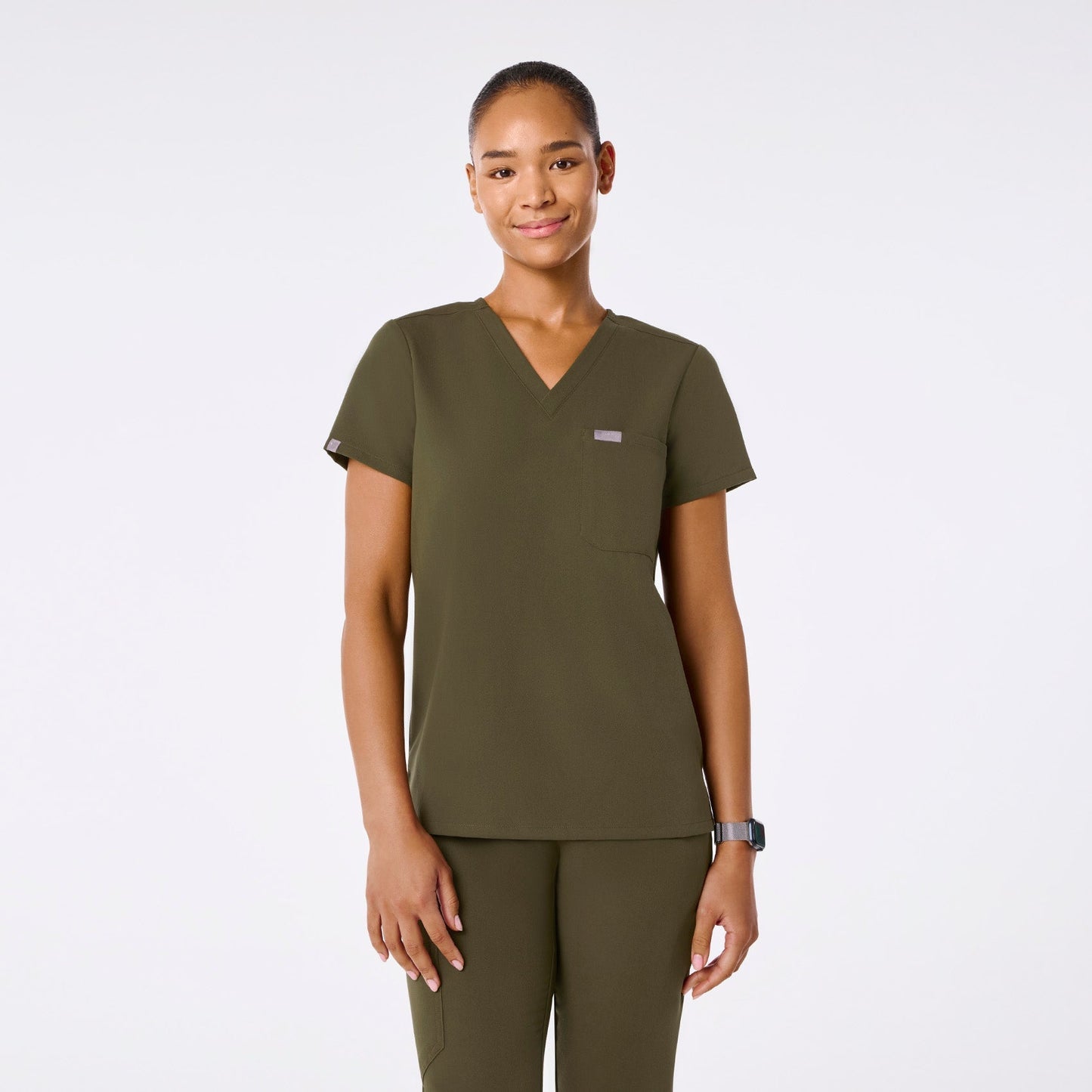 Women's One-Pocket Scrub Top- Spruce