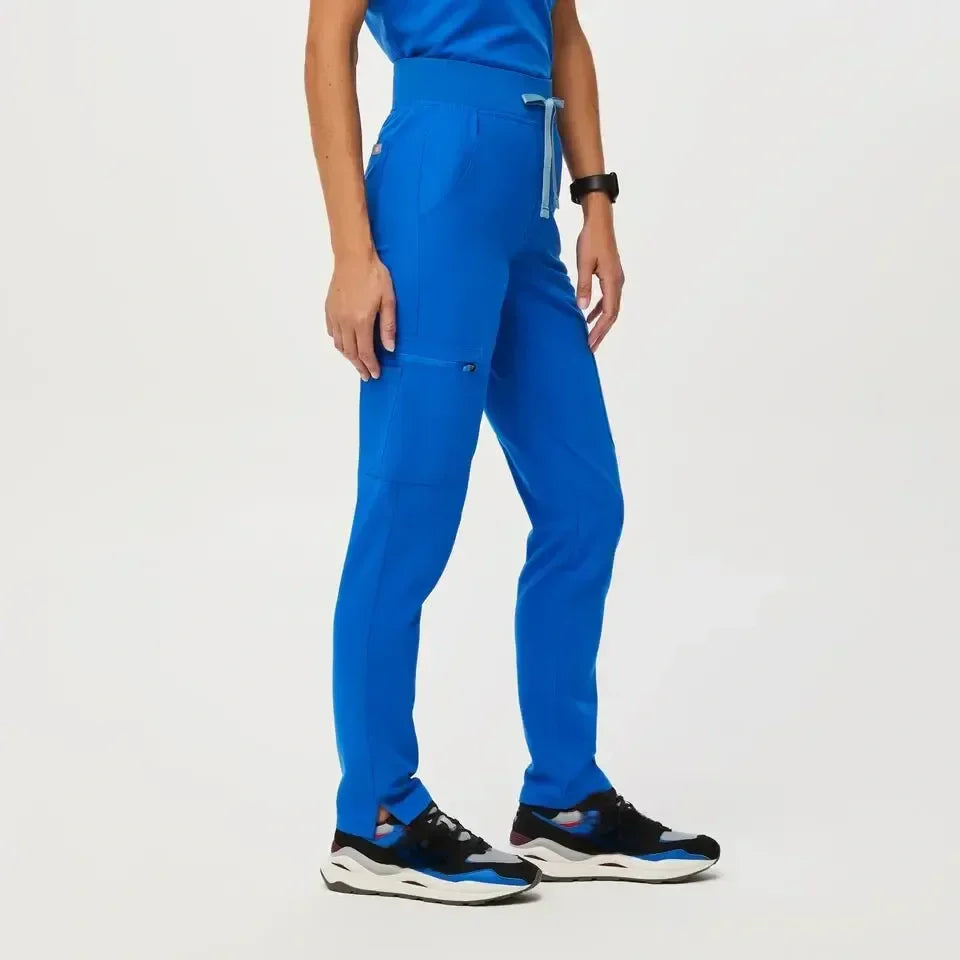 Women's High Waisted Skinny Scrub Pants - Royal Blue