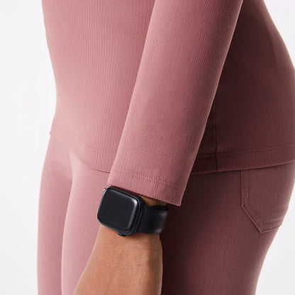 Women's Ribbed Longsleeve Underscrub - Mauve