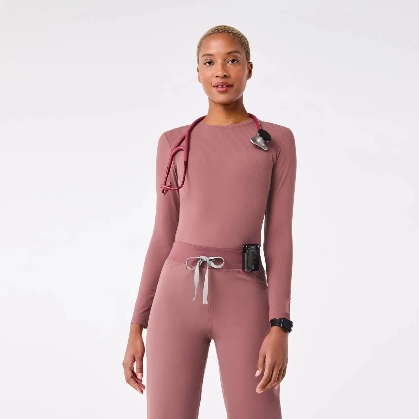 Women's Ribbed Longsleeve Underscrub - Mauve