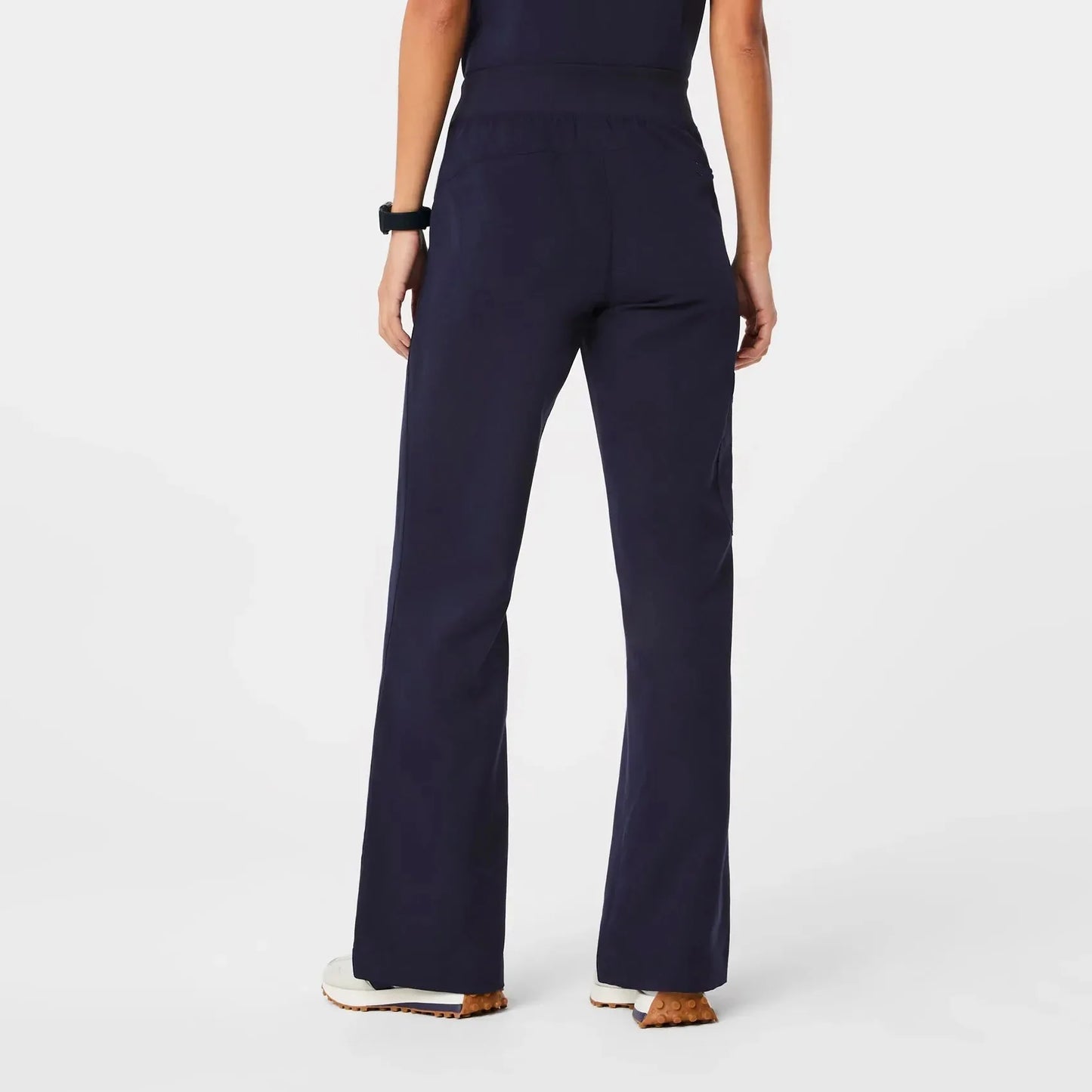 Women's High Waisted Wide Leg Scrub Pants - Navy
