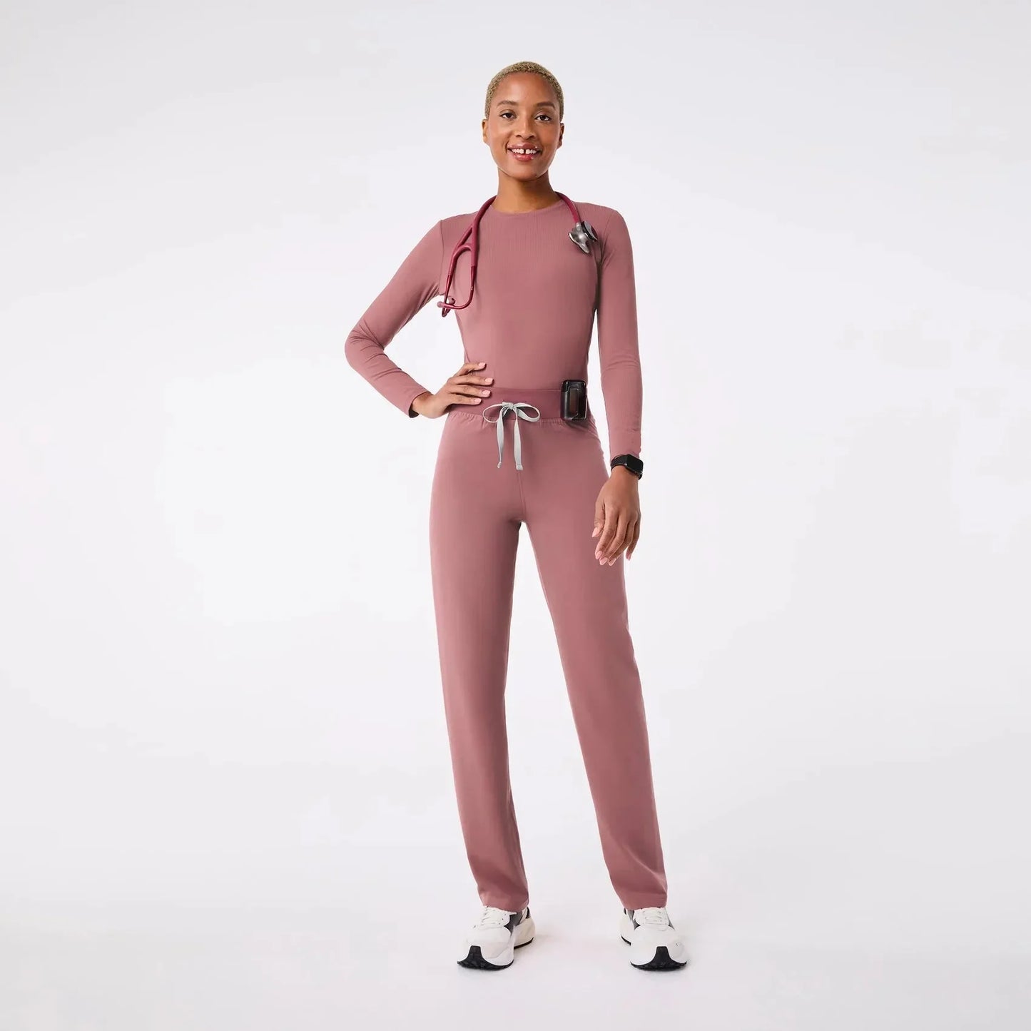 Women's Ribbed Longsleeve Underscrub - Mauve