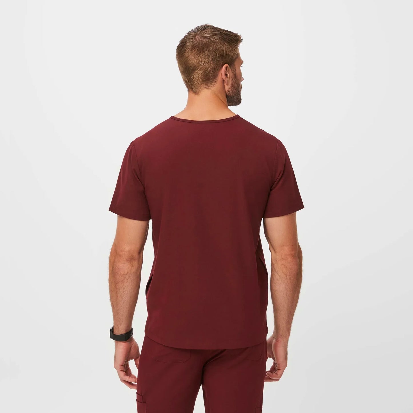 Men's Chisec Three-Pocket Scrub Top - Burgundy