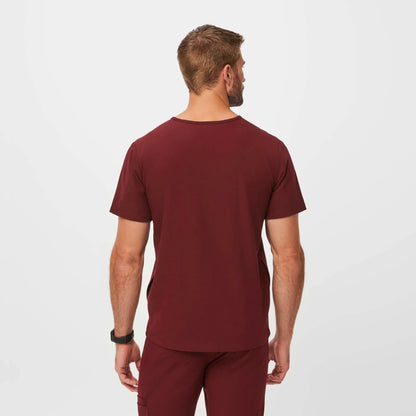 Men's Chisec Three-Pocket Scrub Top - Burgundy