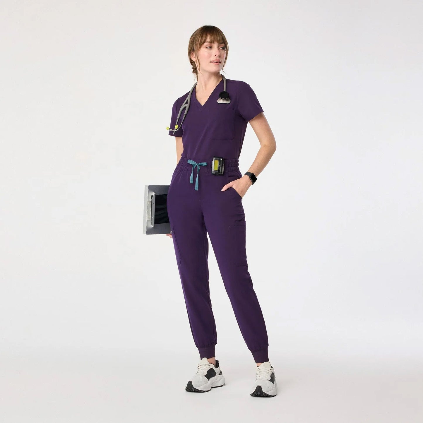 Women's High Waisted  Relaxed Jogger Scrub Pants - Purple Jam
