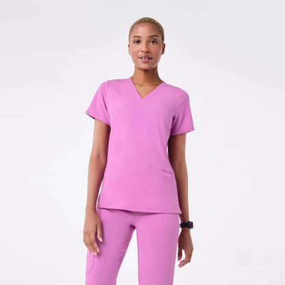 Women's Three-Pocket Scrub Top  - Pink Cloud
