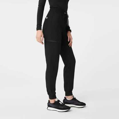 Women's High Waisted Relaxed Jogger Scrub Pants - Black
