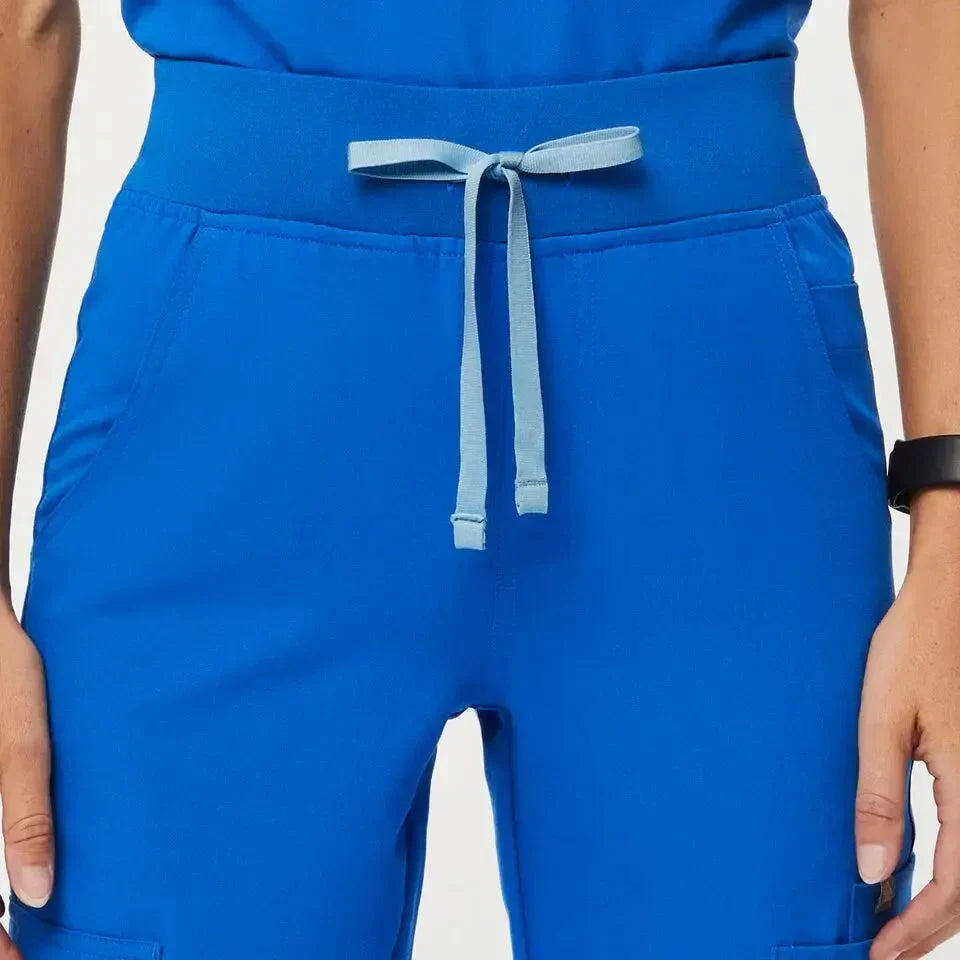 Women's High Waisted Skinny Scrub Pants - Royal Blue