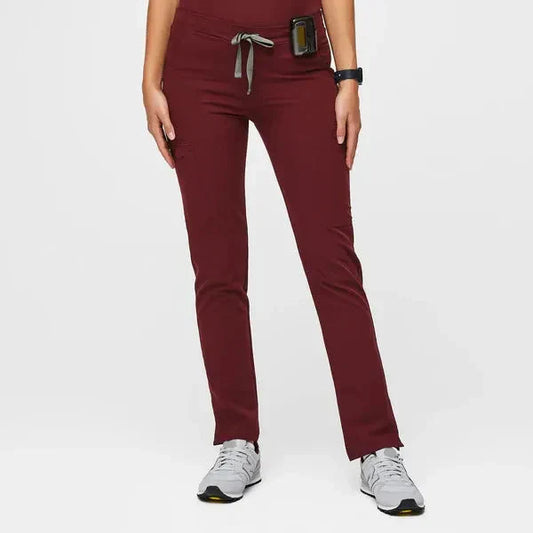 Women's  Skinny Scrub Pants- Burgundy