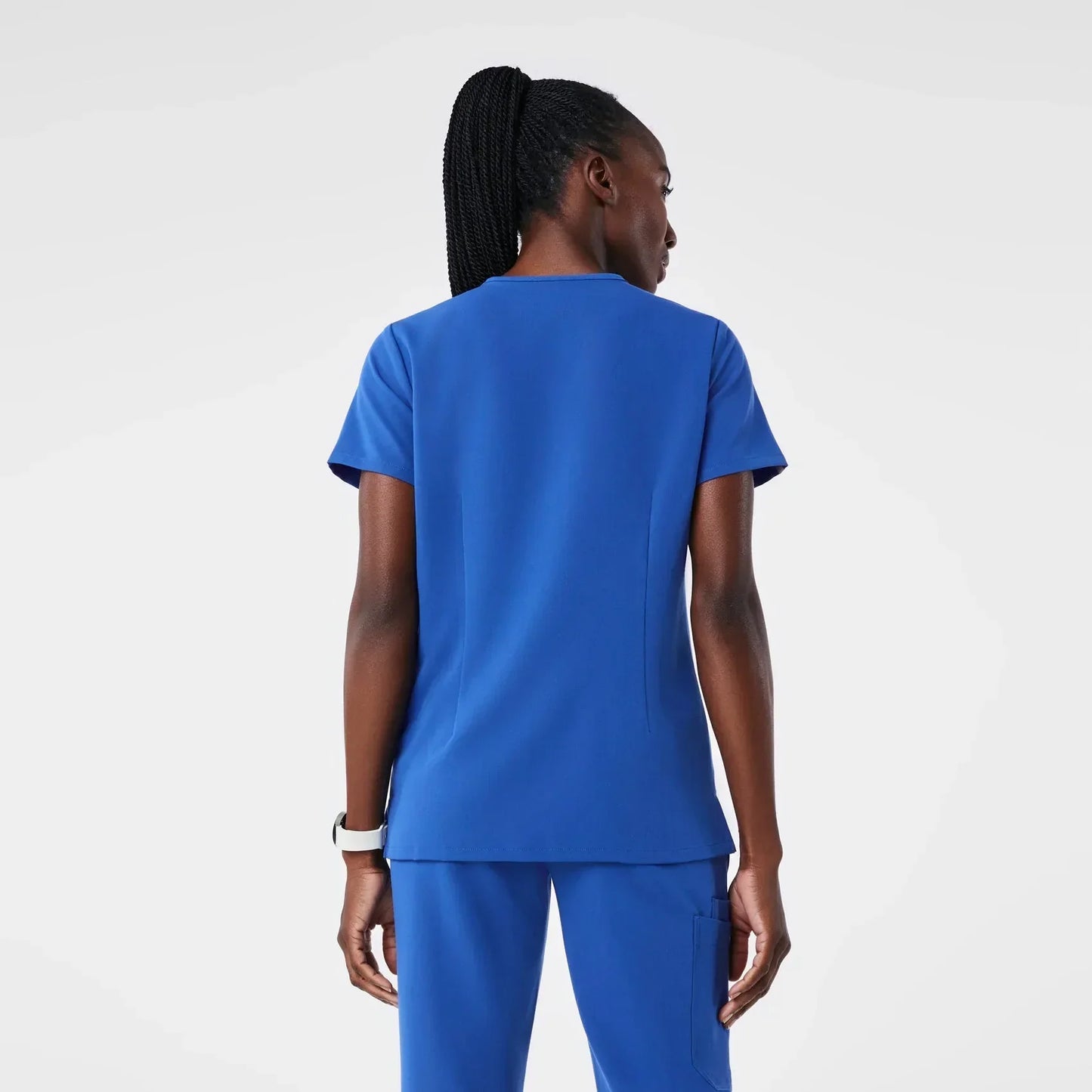 Women's Three-Pocket Scrub Top- Winning Blue