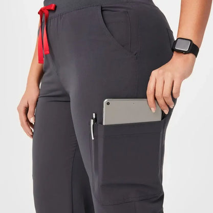 Women's High Waisted Skinny Scrub Pants - Charcoal