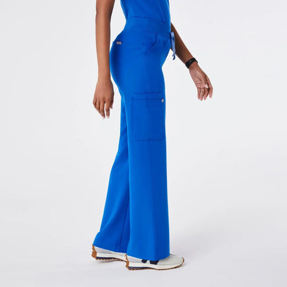 Women's High Waisted Wide Leg Scrub Pants - Royal Blue
