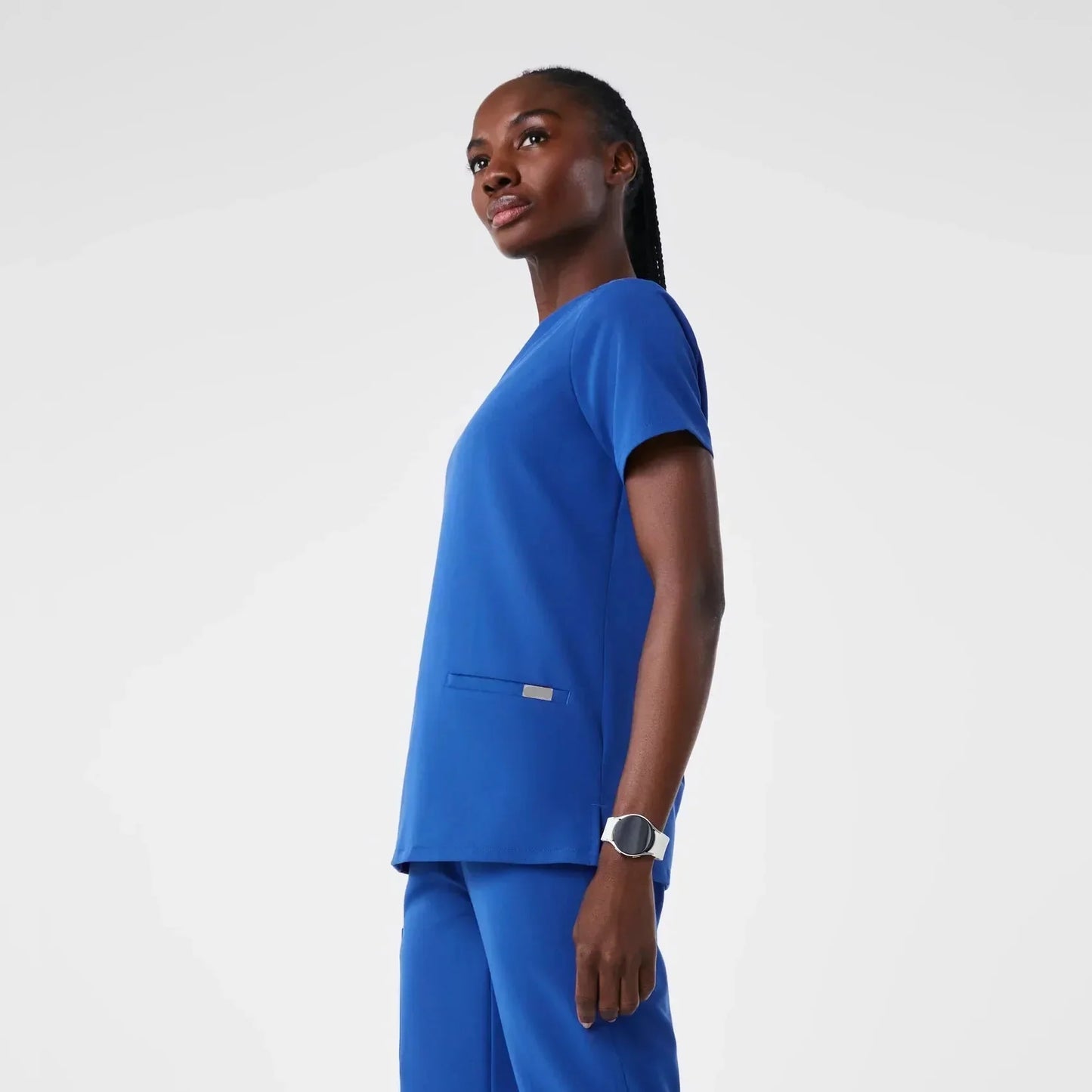 Women's Three-Pocket Scrub Top- Winning Blue