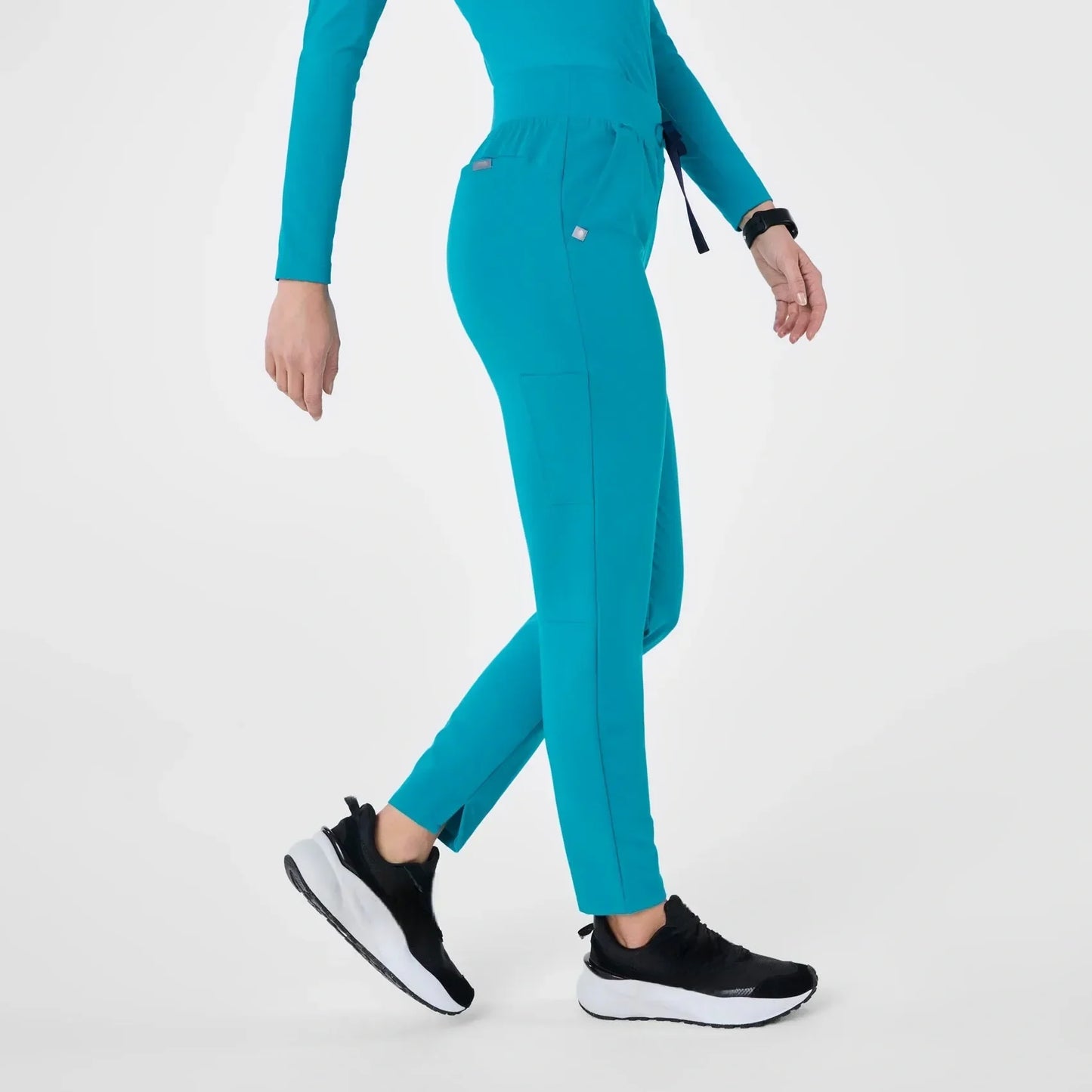 Women's High Waisted  Skinny Tapered Scrub Pants - Teal