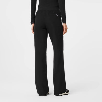 High Waisted Wide Leg Scrub Pants - Black